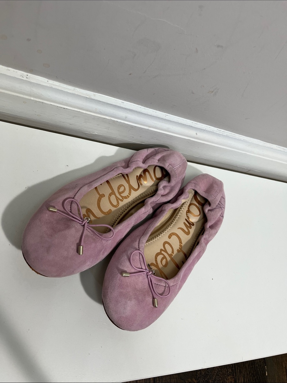 Sam Edelman Felicia Girls' Pink Suede Ballet Flats
